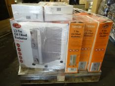1 x Large Pallet (17) to contain 17 x Quest/Benross Oil Filled Radiators. Includes 5, 7, 9 and 13