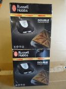 2 x Russell Hobbs Double Sandwich Makers. Classic black and silver design, cuts and seals four