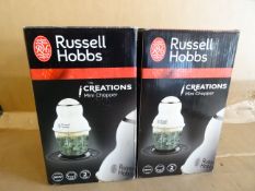 2 x Russell Hobbs Creations Mini Chopper. 380W, 0.9L capacity, dishwasher safe bowl with removable