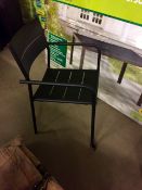 Set of 6 Black aluminium stacking chairs  Chair size 600 x 1000 x 500  Click here for a delivery