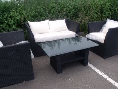 4 PIECE ALL WEATHER PU RATTAN SOFA SET  2 X SINGLE ARMACHAIRS SIZE 700MM X 700MM 1 X DOUBLE SOFA