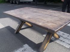 STUNNING OUTSIDE DINING TABLE  ALL ALUMINIUM CONSTRUCTION LOOKS LIKE WOOD VERY STRONG AND VERY