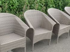 SET OF 4 MULTI GREY ALL WEATHER PU RATTAN ARMED CHAIRS CHAIR SIZE 730MM X 830MM  WEIGHT 20KGClick