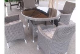 5 PIECE TOP QUALITY MULTI GREY ALL WEATHER PATIO / DINING SET 1000MM ROUND TABLE WITH BLACK