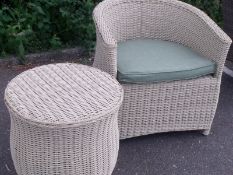 DUO SET MULTI SAND ALL WEATHER PU RATTAN HALF ROUND WICKER SIDE TABLE 500MM ROUND CHAIR SIZE 700MM X