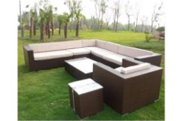 Brand New Executive 8 pc Contract Quality Corner Sofa Set with Coffee & Side table Brown PU All;