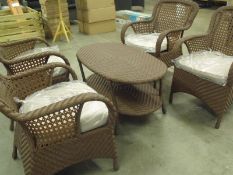 5 PIECE LOUNGE SET ZEBRANO ALL WEATHER PU RATTAN