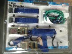 8pc ratchet and bungee tie down set