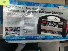 6v/12v/24v intelligent heavy duty battery charger - 10 amp rrp £84.99 boxed in original packaging