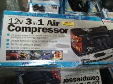 5pcs x boxed 12V 3 in 1 Air compressor with light - rrp £24.99