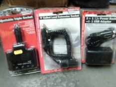 assorted qty of adjustable extension sockets and power adapters