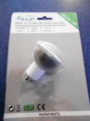 QTY 50	GU10 3WATT LED RETROFIT LAMP  COLOUR 3000K WARMWHITE	(All items are brand new, in box surplus