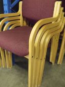 12 x reception / lounge chairs 
solid wood frame with burgundy tweed upholstery
size width 540mmx