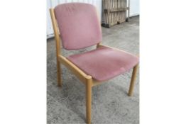 12 x Ercol Reception / Reception Chairs Solid Natural Wood Frame  Pink Velour Upholstery