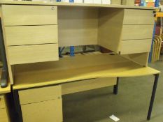 pair of office desks and operators chairs with burgundy tweed upholstery
1 left hand drawer 
size