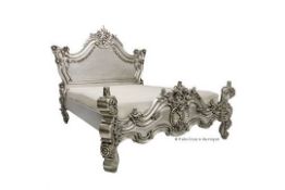 5ft Double Royal Fortune Montespan Bed - Silver Leaf -  The Fabulous & Rococo Bed features