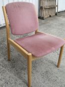 6  x Ercol Reception / Reception Chairs Solid Natural Wood Frame Pink Velour Upholstery