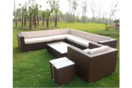Brand New Executive 8 pc Contract Quality Corner Sofa Set with Coffee & Side table Brown PU All;
