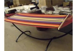 HAMOCK WITH MULTI STRIPED BED BLACK TUBULAR HIGH GLOSS FRAME FLAT PACKED - 1 Box - 1200 x 350 x