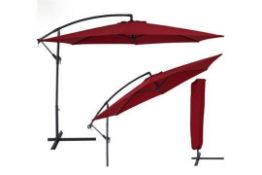 This burgundy banana parasol is manufactured with a strong steel frame complete with winch & base.
