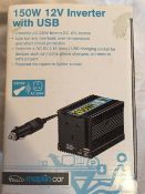 150W 12V Inverter with USB - Provides AC 230V from a DC 12V source, Powered via cigarette lighter