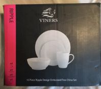 BRAND NEW - Viners 16 Piece RIPPLE design embossed China Set - HIGH quality  RRP £89.99__Customer