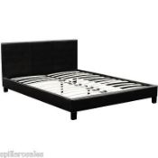 4x DOUBLE 4'6 PU BED BROWN