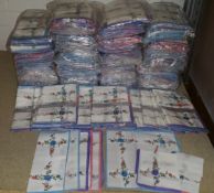 400 Packs of Ladies HANDKERCHIEFS White with coloured boarders Each pack contains 2 Blue, 2 Purple