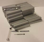 100 Chrome Bullet Pens Printed with Airplane Design and Ryanair logo. Each pen is individually