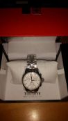 BRAND NEW GENTS TISSOT WATCH T17.1.586.32, SILVER CHRONOGRAPH WATCH, WITH WHITE FACE AND POLISHED