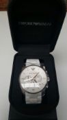 BRAND NEW EMPORIO ARMANI AR5859,GENTS TAZIO CHRONOGRAPH WATCH, WHITE WITH WHITE RUBBER OVER STEEL