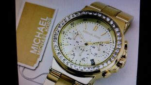BRAND NEW MICHAEL KORS MK5623, LADIES DYLAN GOLD TONE DIAL CHRONOGRAPH WATCH - RRP £329.99 FREE