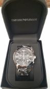 BRAND NEW EMPORIO ARMANI AR2447,GENTS CHRONOGRAPH WATCH, WITH BLACK CIRULAR DIAL AND BLACK LEATHER
