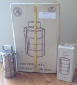 Pack of 12, 4 tier, 10 cm stainless steel Tiffin food carriers from the quality manufacturer Zebra