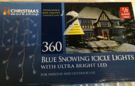 1 box of 360 Blue Snow icicle Lights with ultra bright LEDS -  Customer return_Unchecked. NO VAT