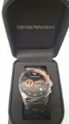 BRAND NEW EMPORIO ARMANI AR5878, GENTS SPORTIVO CHRONOGRAPH WATCH, WITH A BLACK RUBBER STRAP AND