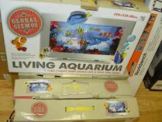 4 X LIVING AQUARIUMS QUITE LARGE AT 49 X 32 X 8 CM EACH ALL BOXES HAVE SLIGHT DAMAGE ALL UNTESTED