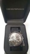 BRAND NEW EMPORIO ARMANI AR5889, GENTS SPORTIVO CHRONOGRAPH WATCH, BLACK RUBBER OVER STEEL BRACELET,