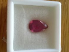 Natural 5.98 ct ruby very good quality beautiful pear cut pink colour with digital certificate of