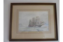 A lovely watercolour of a clipper by renowned nautical artist A D Bell
1884 - 1966
Paintings by A.