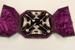 Set Four Silver Sauce/Salt Boats & Spoons by Charles Stewart Harris (1852-1897)