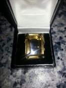 Very large 9 ct gold ring with smoky quartz
