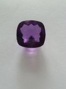 Cushion-facet deep purple african amethyst gemstone it weighs 26.70 cts and measures 20 x 19 mm no