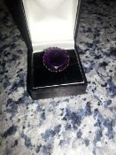 Large 9 ct gold ring with amethyst