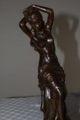 Bronze Female Figure - Semi Nude On Marble Plinth Approx 15  (33cm)