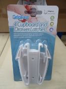 288 x Gripfast 4 Packs Cupboard and Drawer Latches. Helps to prevent young prying hands from