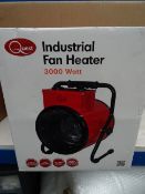 1 x Quest 3000 Watt Industrial Fan Heater. 3 Heat Settings, Fan assisted, Tilting Head, Safety