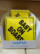 288 x Gripfast Baby on Board Signs. Make your car baby safe! Extra heavy duty grip. RRP £1.99