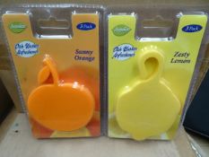 108 x Packs of 3 Aromatize Dish Washer Fresheners. In Sunny Orange and Zesty Lemon. Eliminates