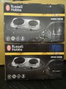 2 x Russell Hobbs Mini Hobs. Large & Small Hotplates, Stainless Steel, 2250 Watts, Independent